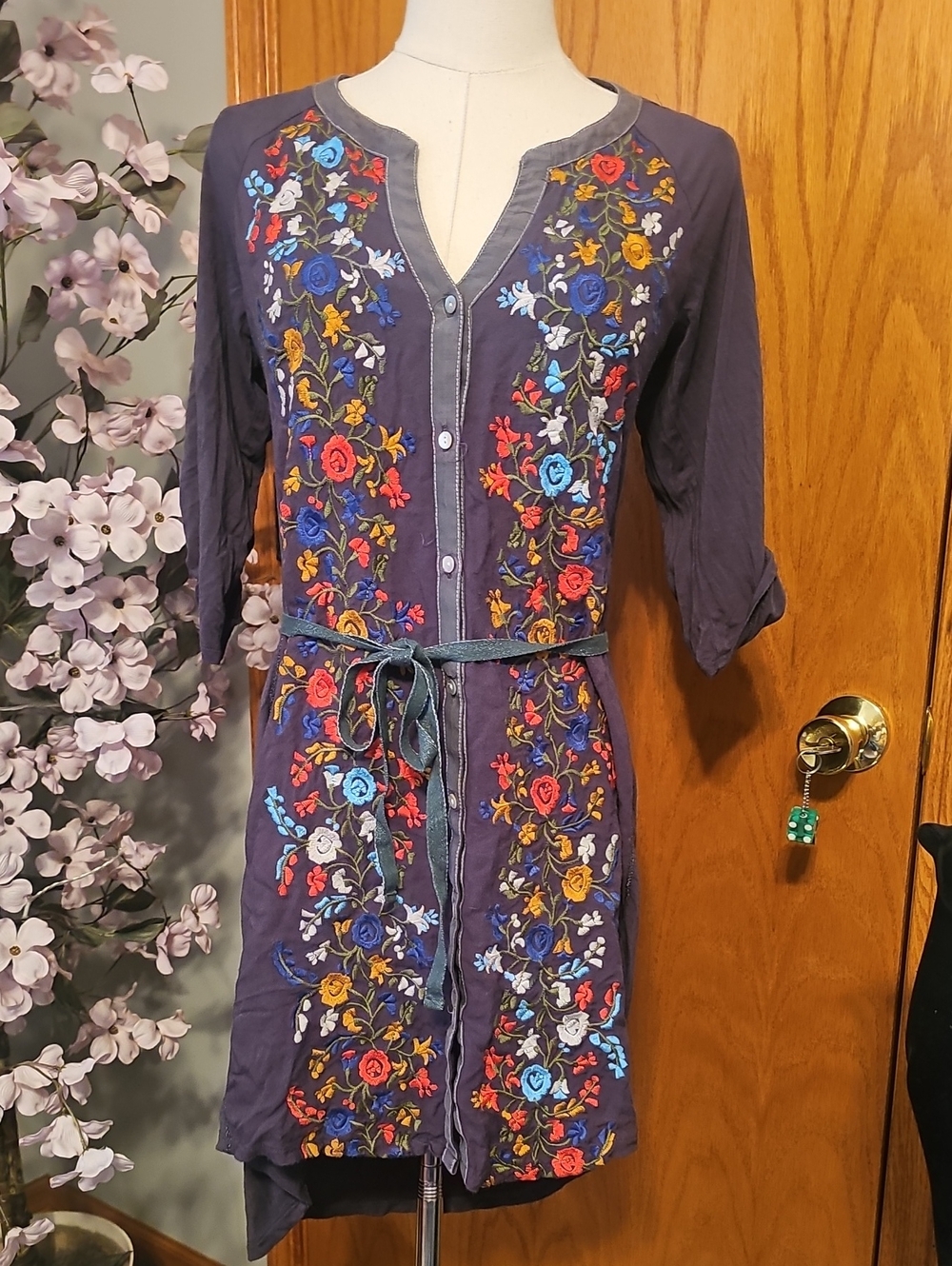 Anthropologie Tiny Embroidered Floral Dress
